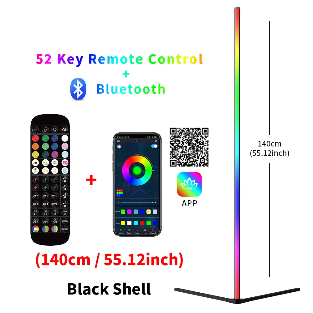 Smart Tuya Corner Floor Lamp RGBIC+W Living Room Dimmable Stand Lights Mood Lighting Alexa Bedroom Gaming Living Room Decor