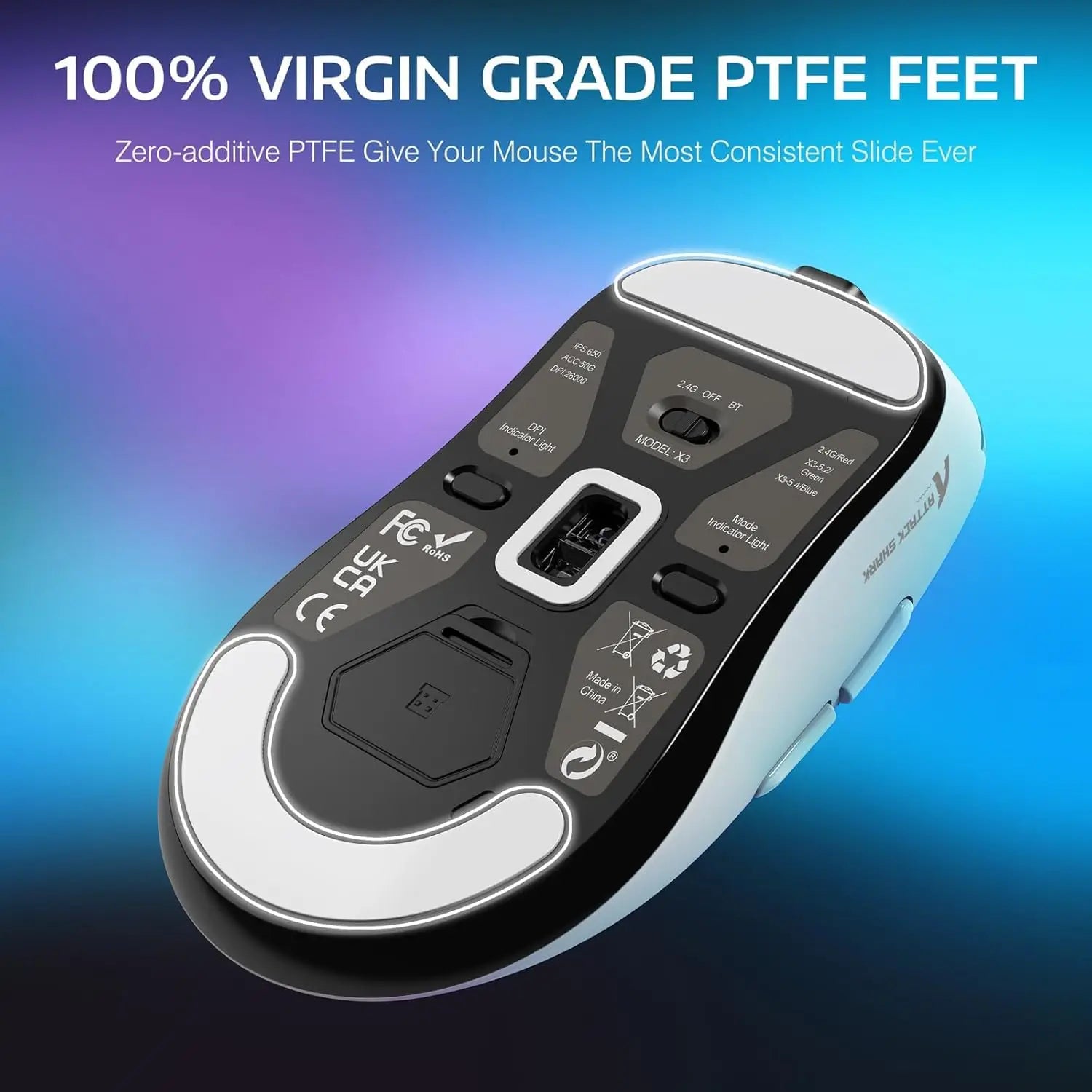 Attack Shark X3Pro Wireless Bluetooth Gaming Mouse PixArt PAW3395 26000dpi Optical Mouse Tri-Mode Connection Macro Gaming Mouse