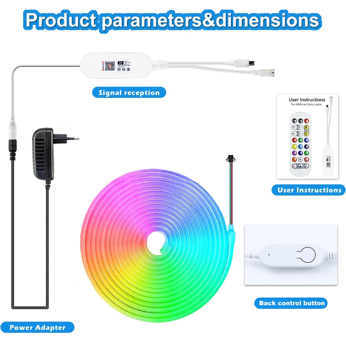 RGB LED Strip Lights 3/5/10M Tuya Smart App Bluetooth Music Sync Color Changing Flexible Rope Lamp for Home Party Gaming Beroom