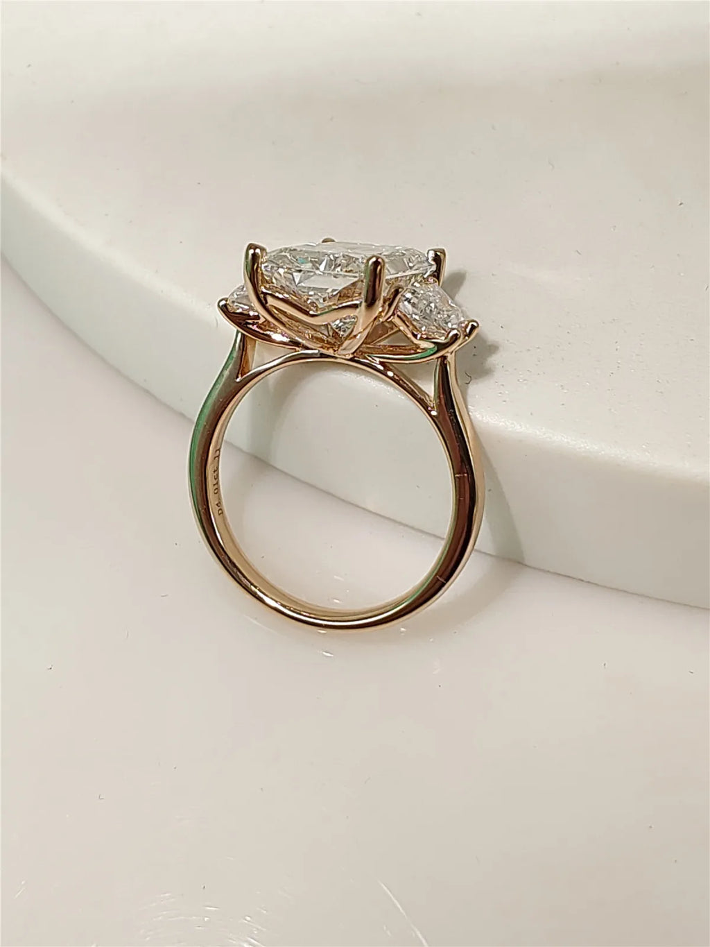 14K real gold laboratory grown 4-carat Radine 3-stone diamond ring engagement ring women's rose gold wedding diamond ring custom