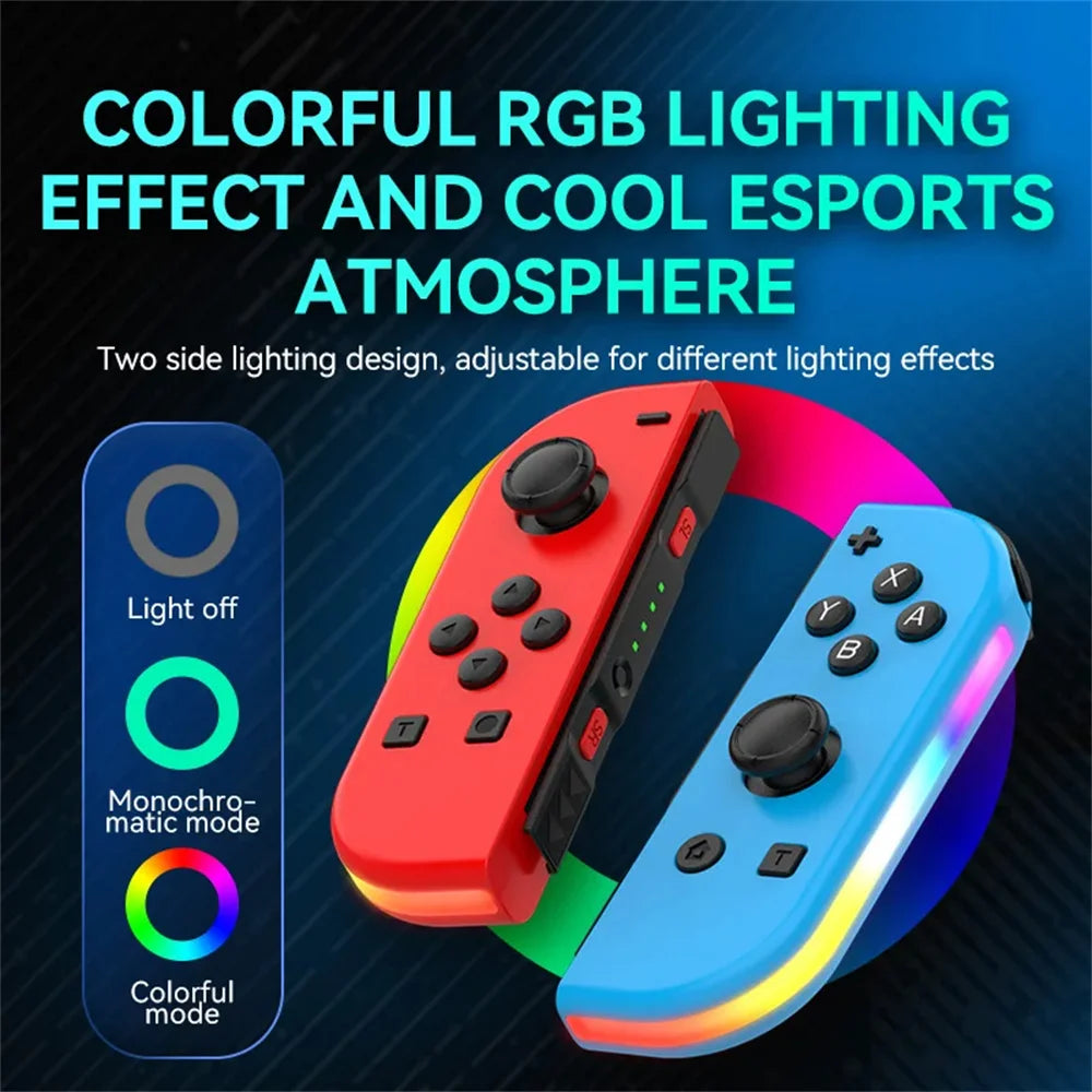 BT 5.2 Joy Controller RGB LED Switch L/R Joypad for Nintendo Switch/Lite/Oled JoyCon Gamepads Joystick with Dual Vibration