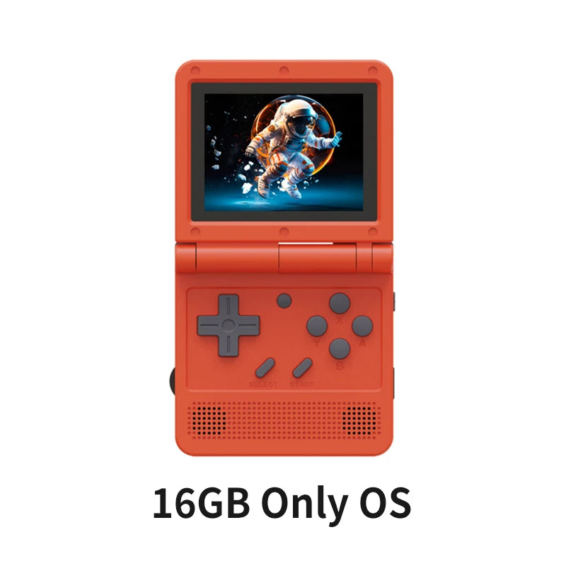 POWKIDDY v90 3-Zoll-IPS-Bildschirm Flip-Handheld-Konsole Dual Open System Spielkonsole 16 Simulatoren Retro PS1 Kindergeschenk 3D Neues Spiel