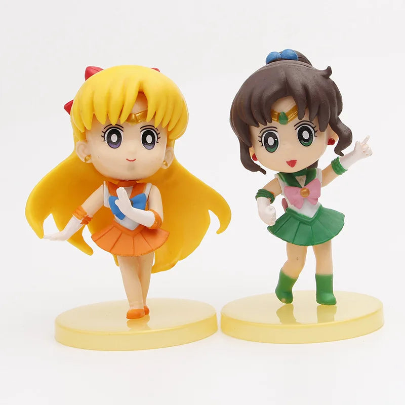 5PCS Anime Sailor Moon Figure Cartoon Figuarts mini Mercury Mars Jupiter Venus Toys For Girls Model Gift Dolls Static Doll