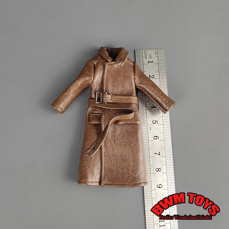 Cosplay-Männer im Maßstab 1/18, Soldat, schwarz-braun, lange Windjacke aus Leder, Mantel, Modell für 3,75 Zoll BFS-Actionfigurenkörper