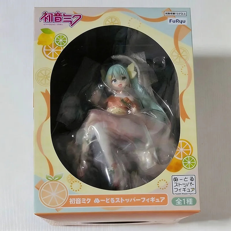 FuRyu Noodle Stopper Hatsune Miku Citrus MIKU B REWARD Kagamine Rin PVC 14CM Anime Action Figures Model Collection Toy