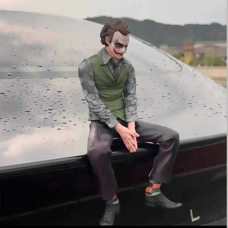 New Car Roof Decoration Joker Heath Ledger Sitting Posture Figures Car Doll Tail And Roof Pendant Model Statue Collectable Toys