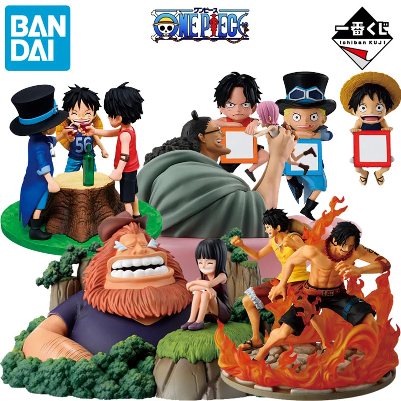 BANDAI Original Ichiban Kuji One Piece Anime Luffy Sabo Ace Bonney Kuma Robin Saul Action Figure Toys Gifts Model