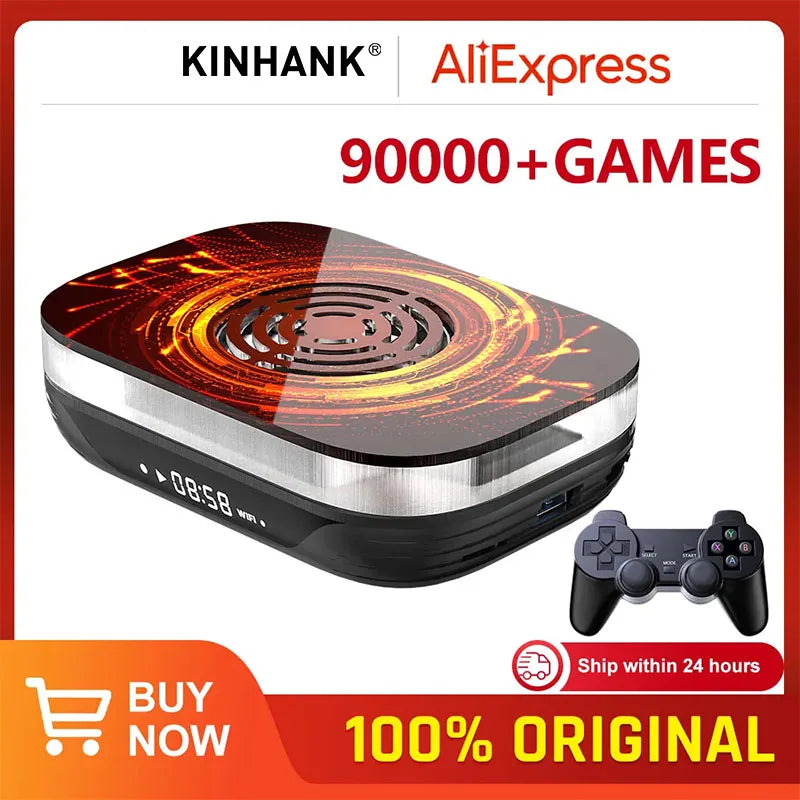KINHANK Amlogic S905X4 Retro Video Game Console Super Console X4 Plus 90000 Game for 60+ Emulator Arcade/MAME/NAOMI Game Console