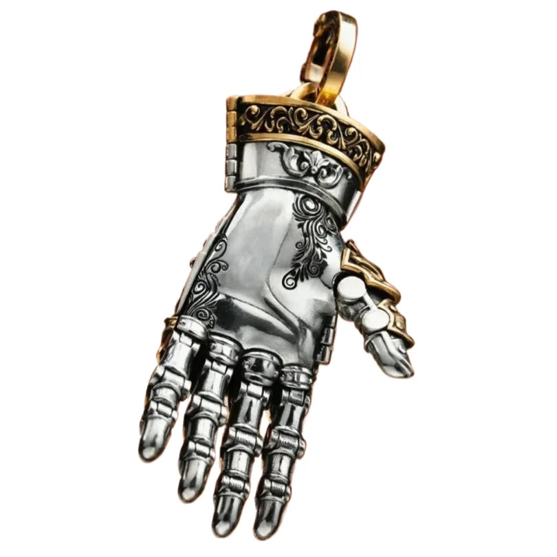 Robot Hand Charm Pendant For Men Unique  Gift Vintage Bionic Hand With Chain Movable Finger Joints Ornament