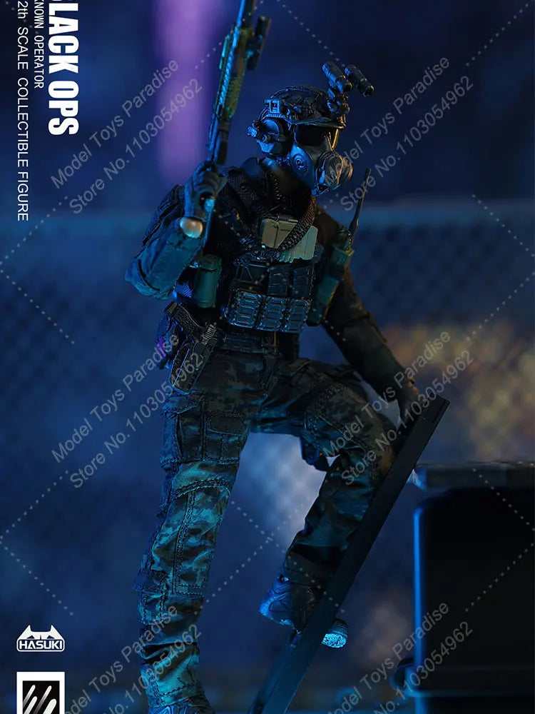 HASUKI SA01 1/12 Men Soldier Special Forces Black Ops Warrior With Equipment Package Full Set 6inch  Action Figure Collection