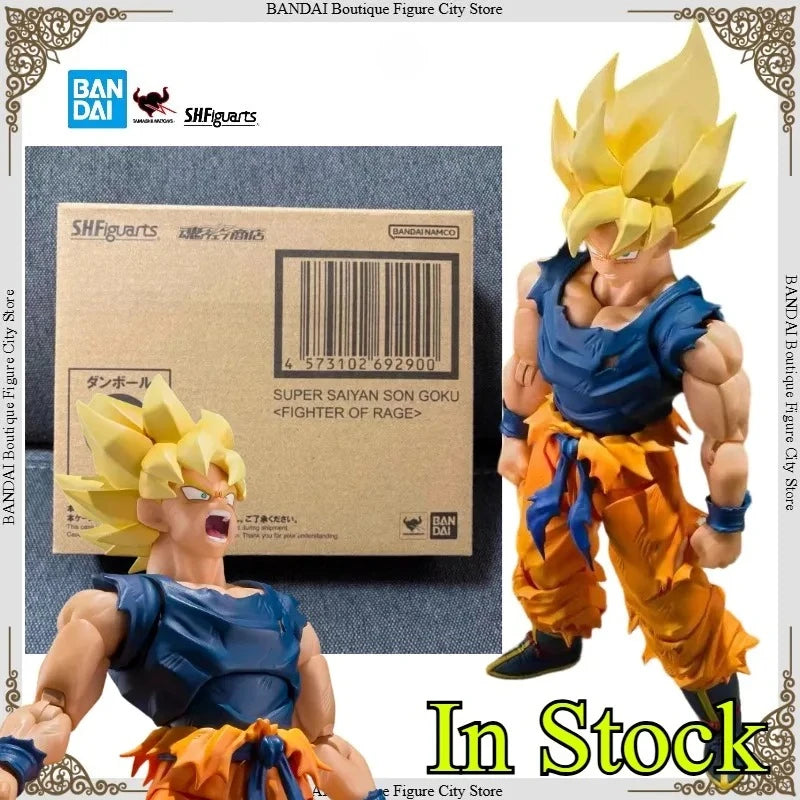 In Stock Bandai S.H.Figuarts Dragon Ball Z Super Saiyan Son Goku Fighter of Rage Soul Limited Action Figure Anime Model Toy