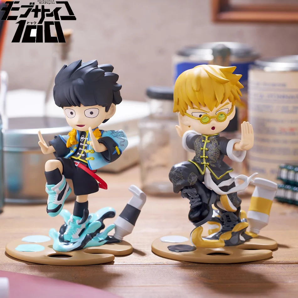 In Stock Original Mob Psycho 100 Anime Figures Gk Reigen Arataka Q Edition Kawaii Palm Series Model Doll Desktop Ornament Gifts