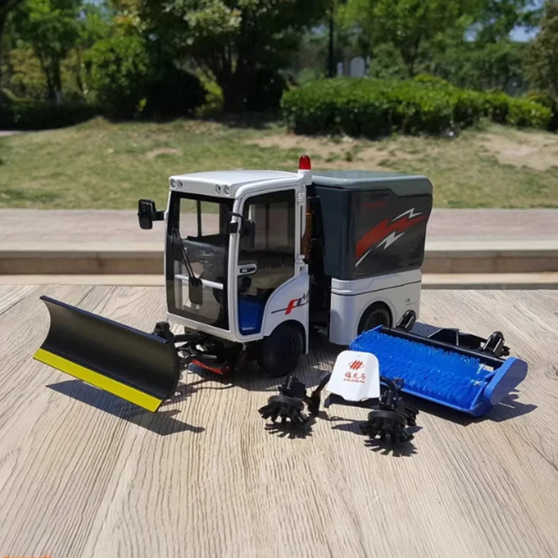 Druckguss-Modellauto FLMSD18 im Maßstab 1:18, Knickgelenk-Straßenkehrmaschine, Legierung, Sanitärfahrzeug, Modellsammlung, Souvenir-Display, klassisches Geschenk für Jungen