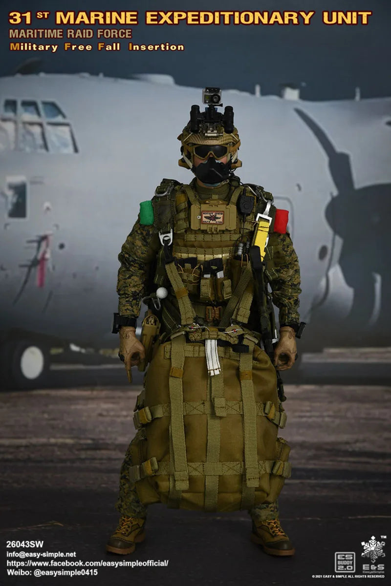 Easy&Simple Es 26043S 1/6 Soldier Marines Free Fall Parachuting Soldier 12Inch Action Figure Full Set Model Toys
