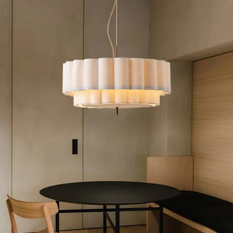 Wabi Sabi Pendant light Fabric Chandelier for Living Dining Bedroom Retro Bohemia Pendant Lamp scalloped natural pendant lamp