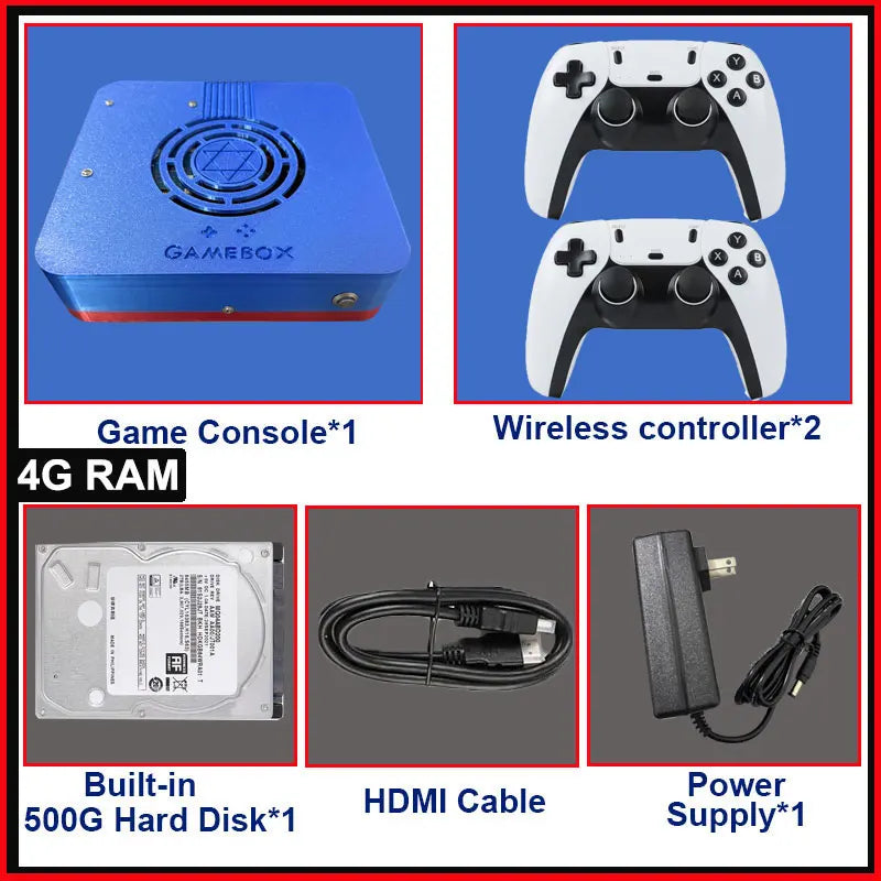 Retro I3-3110M Game Console GD10 Plug and Play Win11 1T HDD 70000+Games For Wii PS2 N64 PSP GameCube N64 Wireless handle