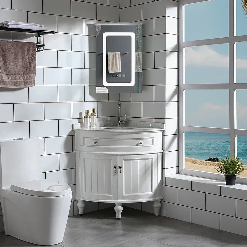Multifunktionsmöbel Schmaler Badezimmerschrank Holzwaschbecken Lagerung Offene Schränke Aktenspiegel Regal Luxus Gabinete