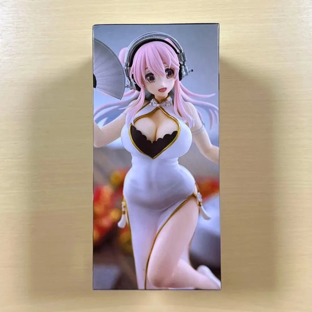 In Stock FuRyu Original Genuine Super Sonico Trio-Try-iT Figure White Chinese Dress Ver. Cheongsam 21cm Collections Model Toys
