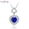 LOVERJEWELRY Mädchen Herz Anhänger Diamanten Natürlicher Blauer Tansanit Anhänger Halskette Ohne Kette Echt 14Kt Weißgold Schmuck