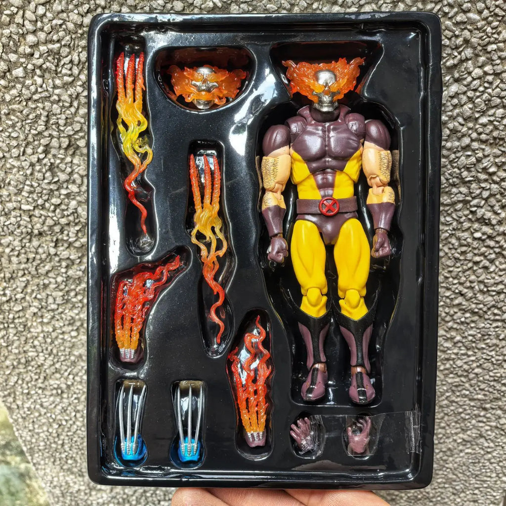Marvel Ct Toys Wolverine Hellverine Figures Hot Mafex 096 X-Men Hell's Fire Action Figurine PVC Statue Collection Model Decor