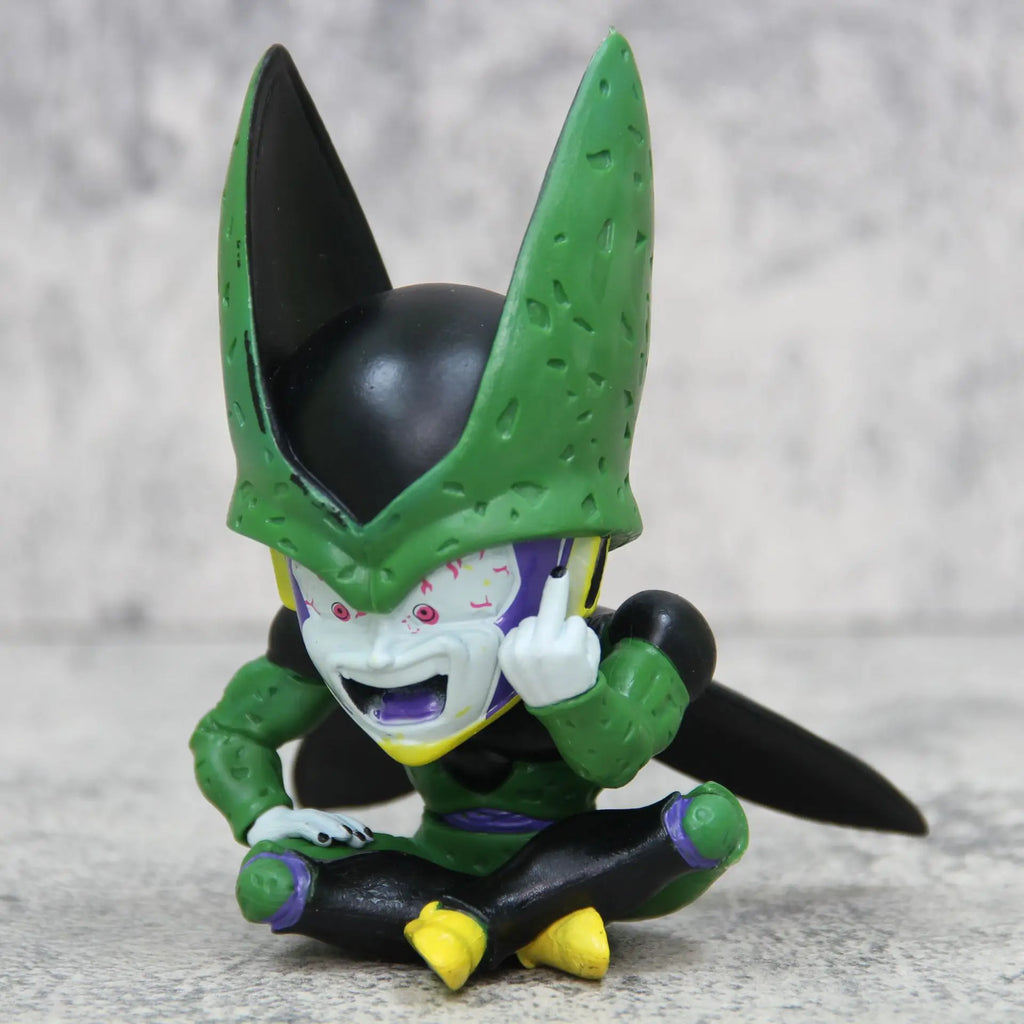 12cm Dragon Ball Anime Cute Cell Sitting Erect Middle Finger Action Figure Pvc Model Doll Collection Statue Ornament Toys Gift