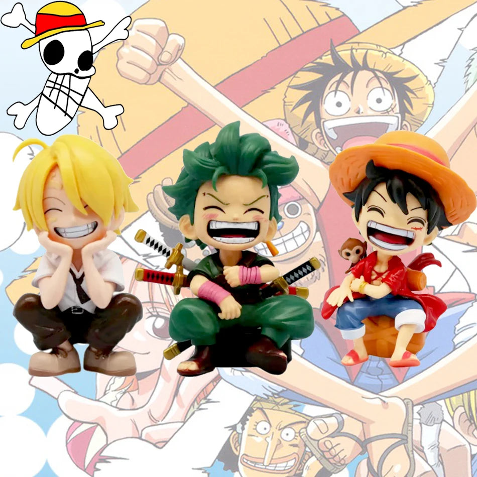 One Piece Handheld Luffy Solon Sitting Q-Version Trendy Play Cartoon Anime Desktop Car Ornament Peripheral Gifts