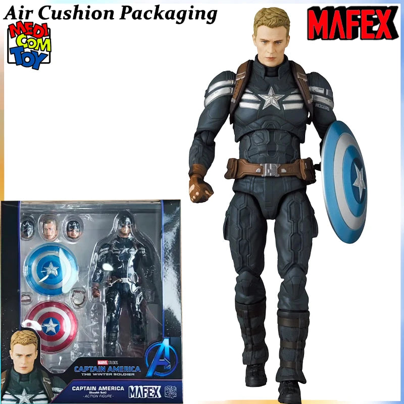 MEDICOM TOY Genuine MAFEX Series Captain America Winter Soldier Stealth Suit Classic Comic Science Action Figures Model Toys