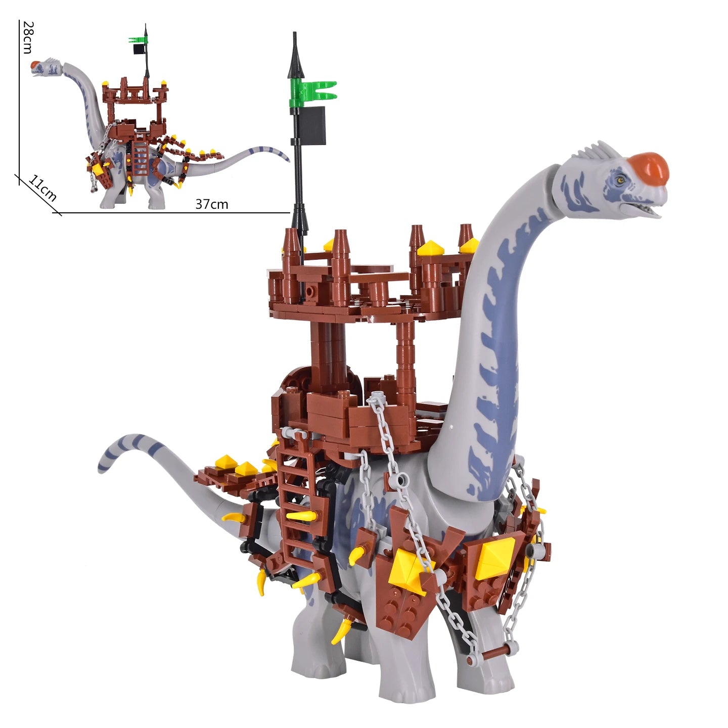 2025 New Jurassic Dinosaur Titanosaurus Dinosaur Seat Buildable Dino with Fortress Structure Ladders Flag
