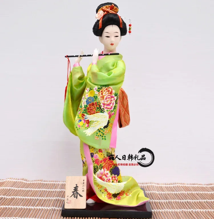 12inch Japanese Geisha Doll Statuette Sitting Figurine Japanese Kimono Kokeshi Kabuki Geisha Handicraft Ornament Birthday Gift