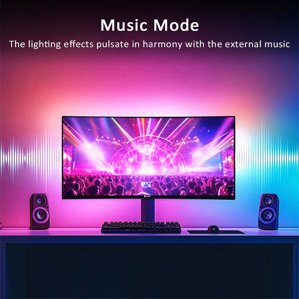USB PC LED Strip Lights 24-34 Inch Computer Sync Light Strip Monitor RGB Screen LED Backlight for Gaming Room Atmosphere Decor
