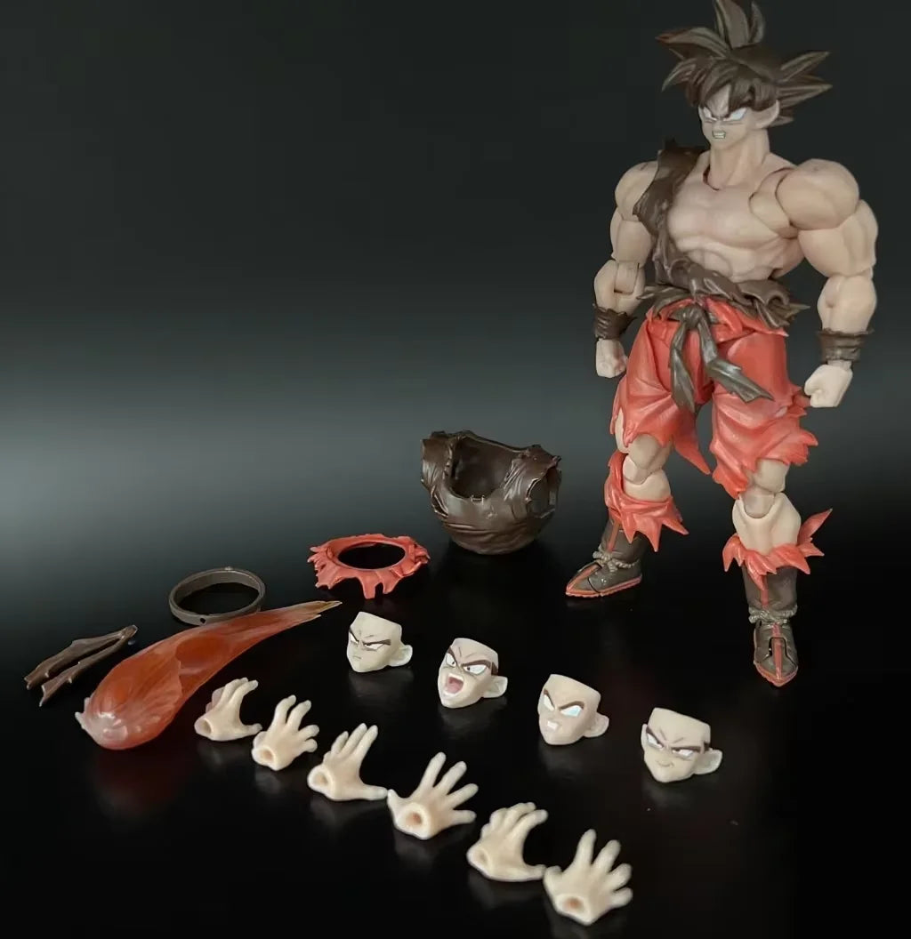 In Stock E&C Studio 1/12 Dragon Ball Z Shf Super Saiyan God Super Saiyan Son Goku Figure Kaio-Ken Anime Action Figures Toys Gift