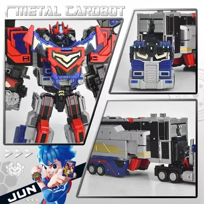 Metal Cardbot 30CM Gold HEAVY IRON Trailer Cargo Truck Transforming Robot Car Card Toy Action Figure Transformation Model Gift