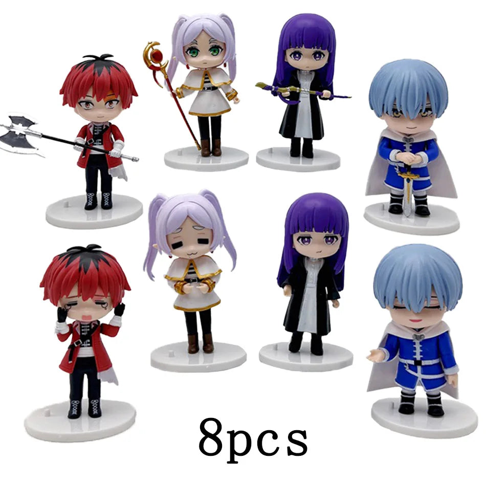 Bandai Sousou no Frieren 8Pcs Q Version Figures Set Frieren Fern Stark Himmel PVC Collectible Model Toy Gift for Anime Fans