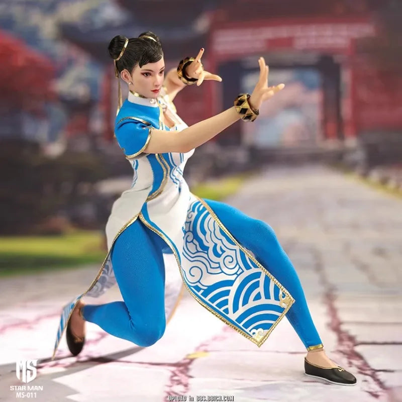Star Man Chun-Li Female martial artist Blue Cloud Pattern White Cheongsam Ver. MS-011 Action Figure Anime Model Collectible