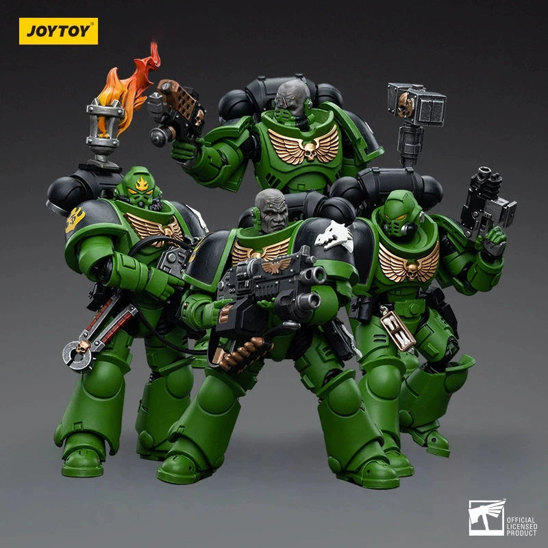 JOYTOY 40K 1/18 Salamanders Intercessors Sergeant Krajax Tsek'gan Brother Haecule Tol'vak Action Figures Model Gift for Collect