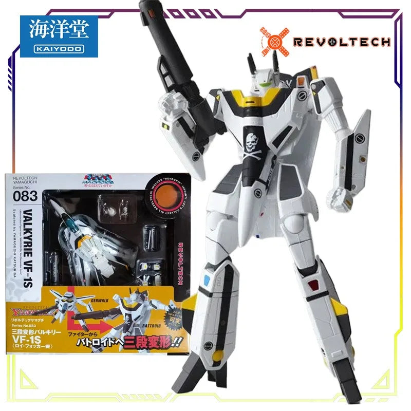 Kaiyodo Original Revoltech Macross Plus Series Three Section Shape VF-1S Roewe Foca Machine Anime Action Figure Model Toys