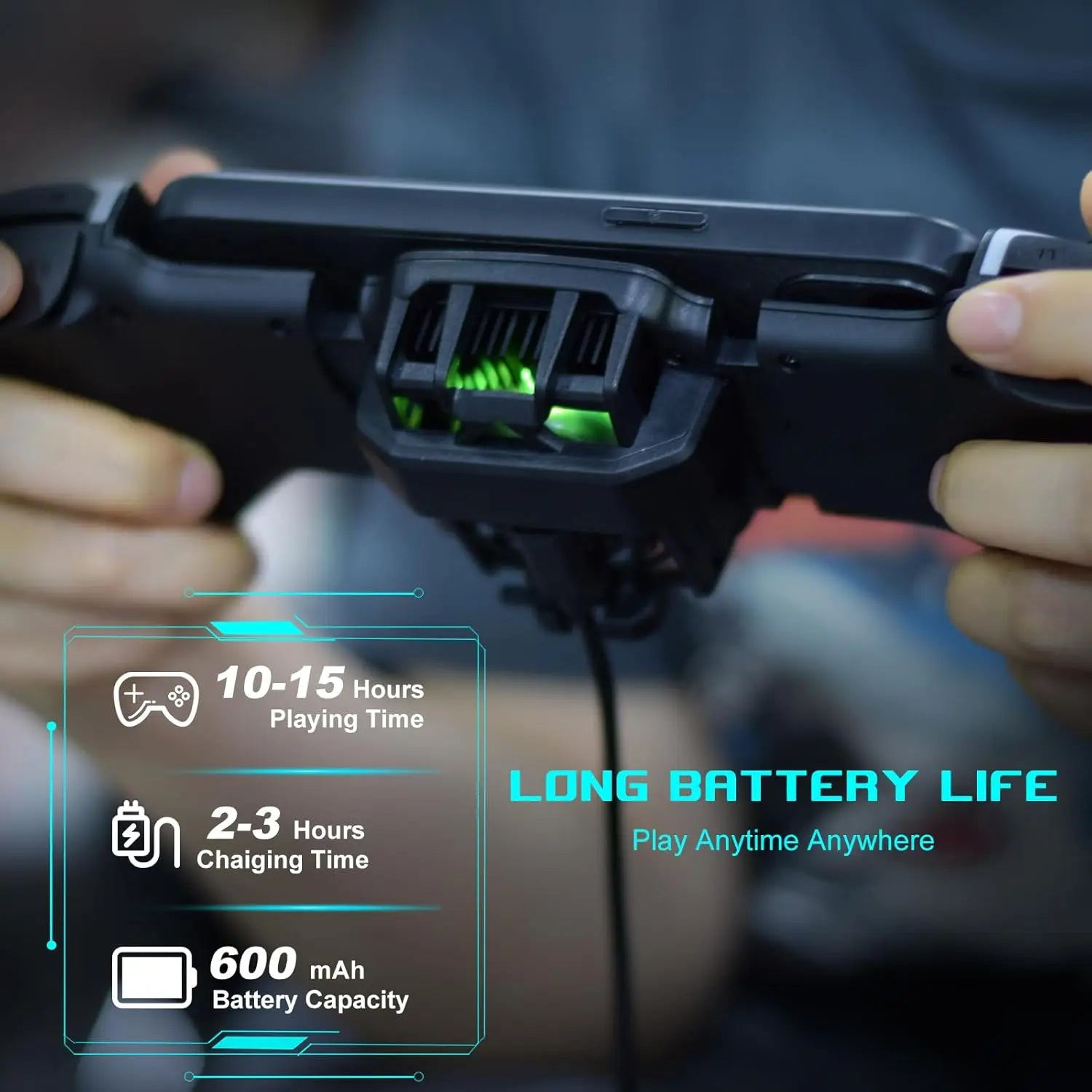 JK02 Mobile Gaming Controller with RGB Cooler for iPhone/Android/PC/Switch/Apple Arcade MFi Games with Customized Keys TURBO