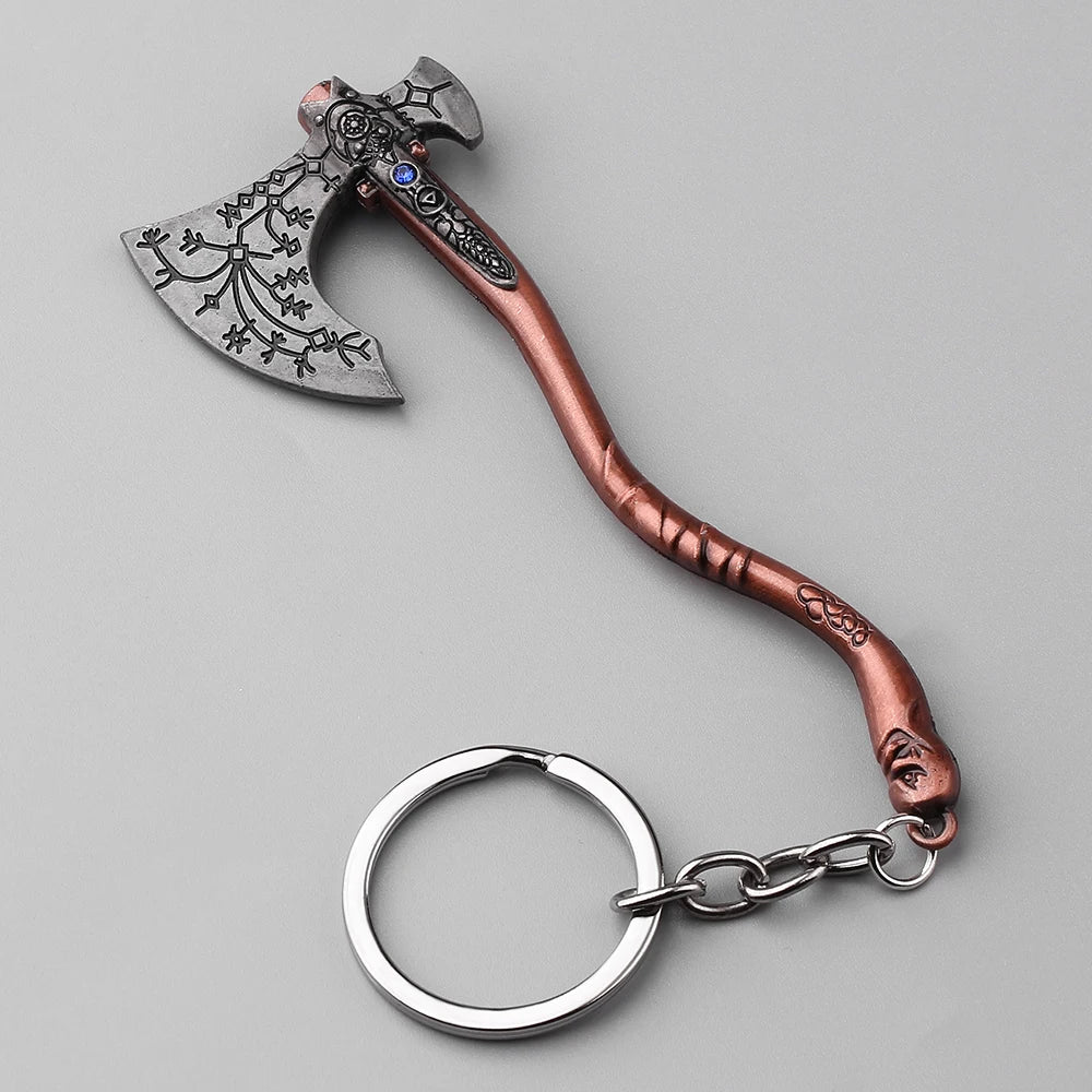 God of War Kratos Axe Key Chain Guardian Shield Sword Pendant Keychain for Women Men Fans Car Keyring
