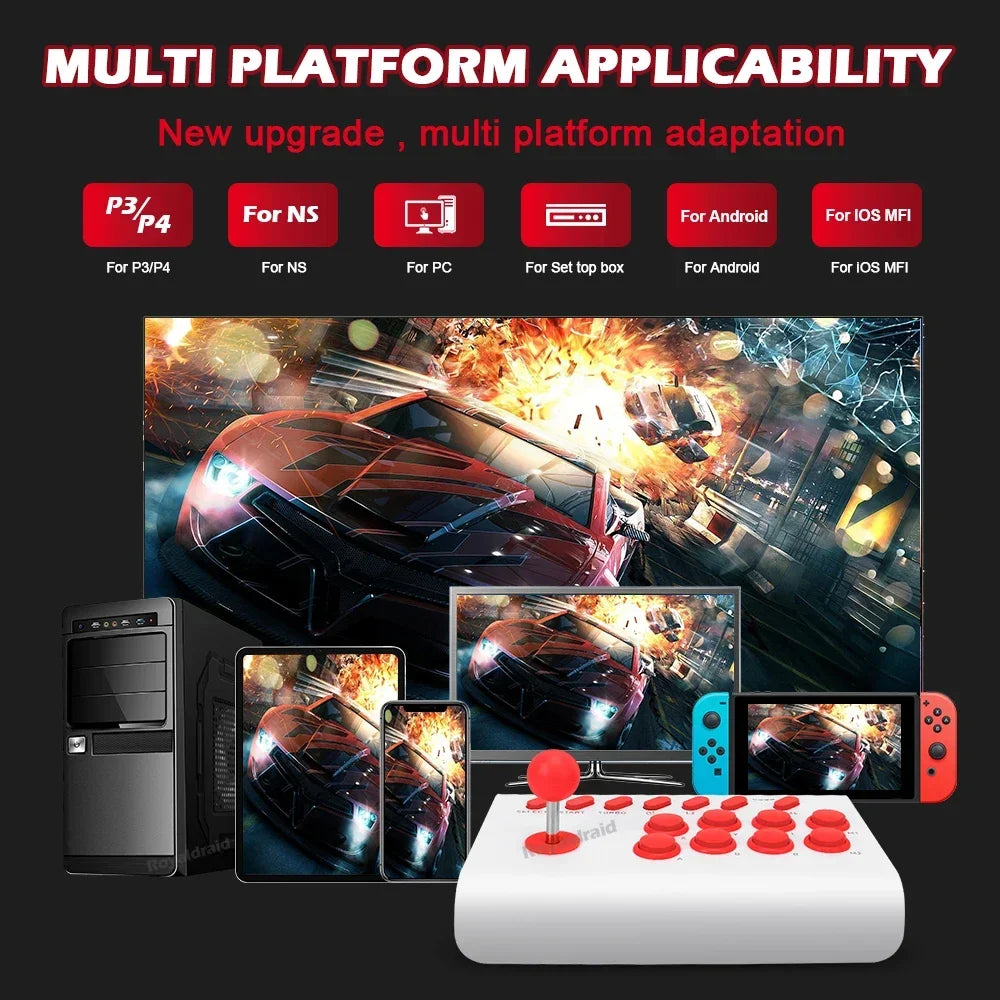 Y02 Arcade-Joystick für PS4/PS3/Xbox One/Switch OLED/Android/iOS, kabelgebundener und kabelloser Street Fighter-Controller mit Makro-/Turbo-Funktion