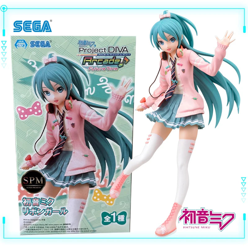 SEGA Original Hatsune Miku Project DIVA Arcade Future Tone Hatsune Miku SPM Figur Ribbon Girl Ver 24cm Modell Spielzeugfigur