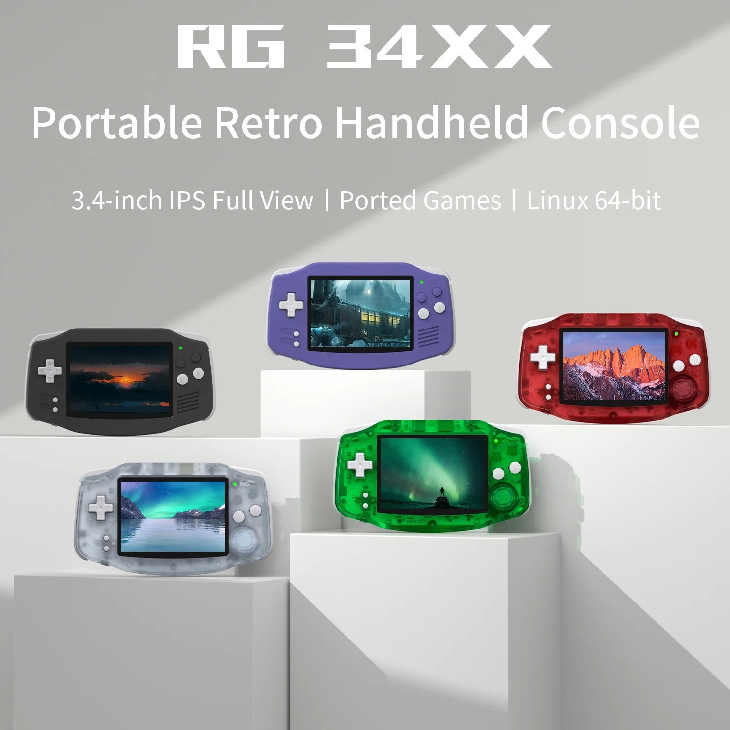 ANBERNIC RG 34XX RG34XX Retro Handheld Game Consoles Video Game Player 3500mAh 256G PSP Game 3.4inch IPS Screen Linux System Hot