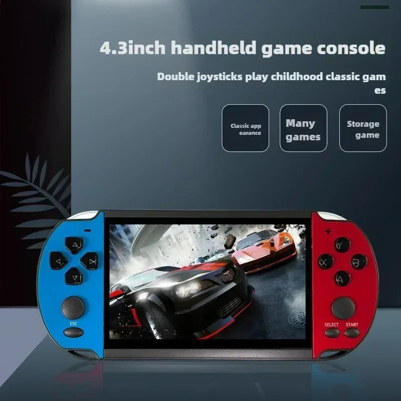 X7 Handheld Game Console 4.3 Inch HD Screen Output Built-in 10000+ Classical Games Portable Audio Video Game Player for Play