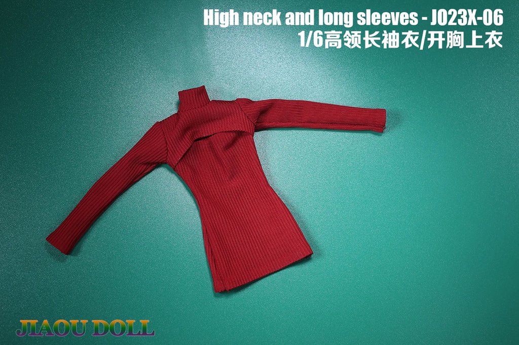 JO23X-06 1/6 Scale Ada Wong Red High Neck Long Sleeves Sweater Holsters Set Fit 12'' Female Soldier Action Figure Body Dolls