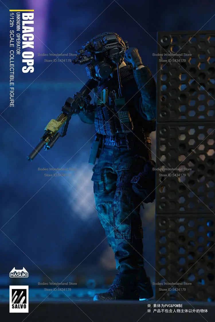 In Stock HASUKI SA01 1/12 Scale Male Soldier Black Ops SALVO Series Unkown Operator 6inch Action Figure Doll Collection