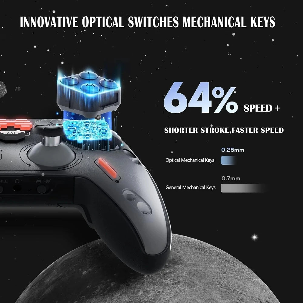 BEITONG Zeus 2 Elite Gaming Controller Hall Effect Trigger Mechanical Buttons Changeable Components for PC/NS Wireless Gamepad