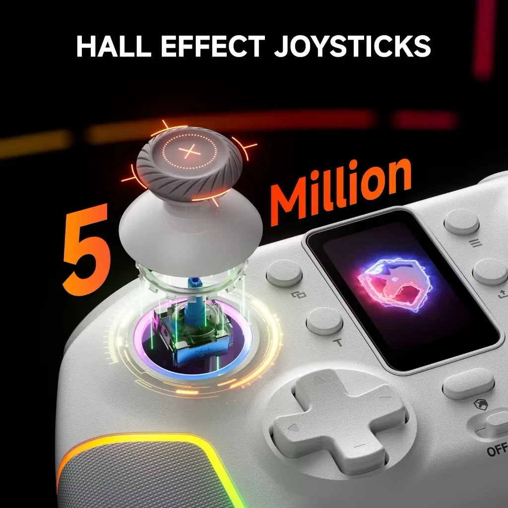STK-7052 Bluetooth wireless Hall joystick game controller for Switch Android IOS PC six axis vibration suitable RGB lighting ﻿