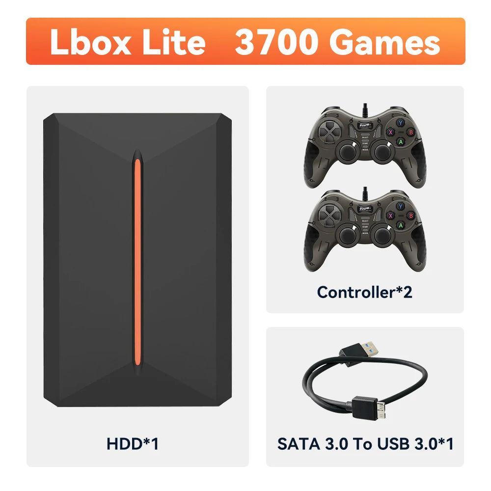 Lbox 500G Retro Game Hard Drive With 3700+Games Launchbox Retro Game Console for PS4/PS3/PS1/Switch/WII/Sega Saturn/N64 For PC