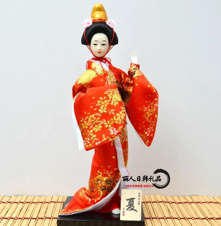 12inch Japanese Geisha Doll Statuette Sitting Figurine Japanese Kimono Kokeshi Kabuki Geisha Handicraft Ornament Birthday Gift
