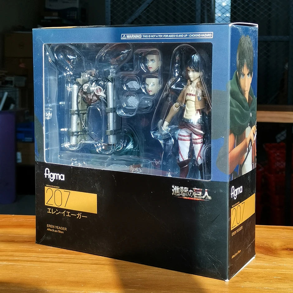 Figma  Eren Jaeger 207 Mikasa Ackerman 203 Levi Ackerman 213 Collection Action Figure Toy Decoration Model