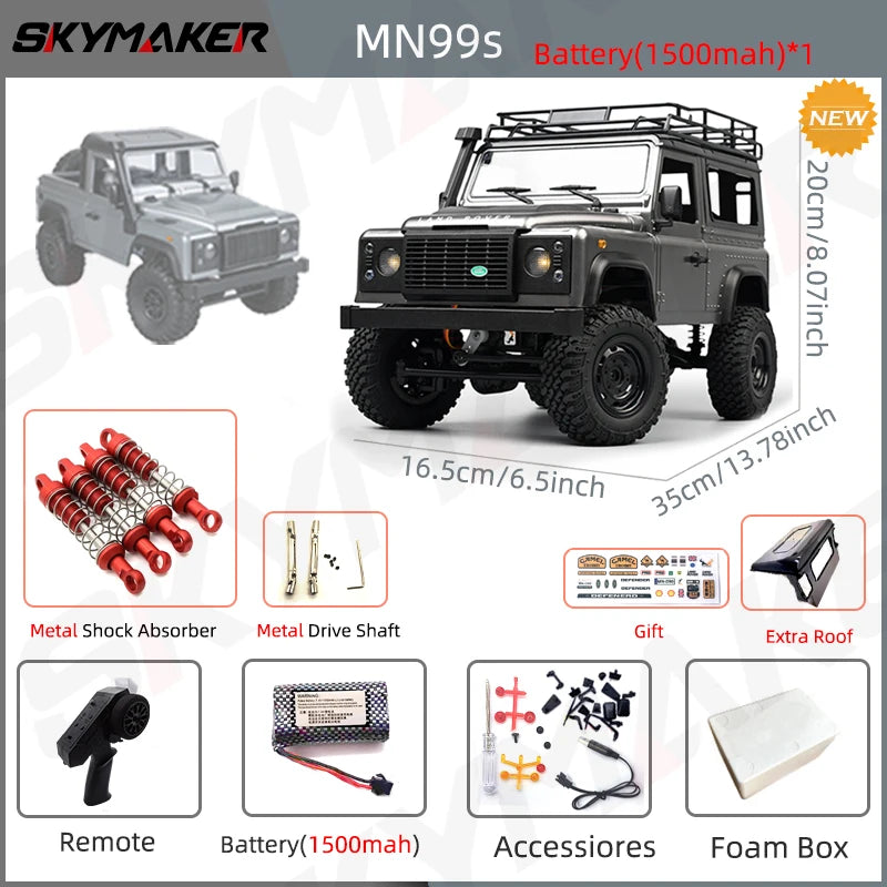 Neues MN99s MN98 1:12 MN-Modell RTR-Version RC-Auto 2.4G 4WD RC Rock Crawler Defender Fernbedienungsauto 1/12 RC-LKW-Autos Spielzeug